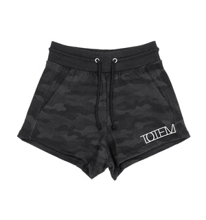 TOTEM 'Logo' women's fleece shorts in black camo