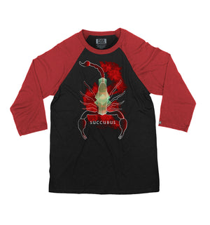 TOTEM ‘Succubus’ raglan t-shirt in black with red sleeves