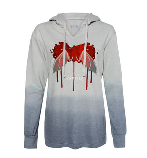 TOTEM 'Vampire' light-weight pullover hoodie in grey ombré