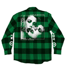 TYPE O NEGATIVE 'BLOODY KISSES' hockey flannel in green plaid back view