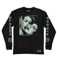 TYPE O NEGATIVE 'BLOODY KISSES' long sleeve hockey t-shirt in black front view