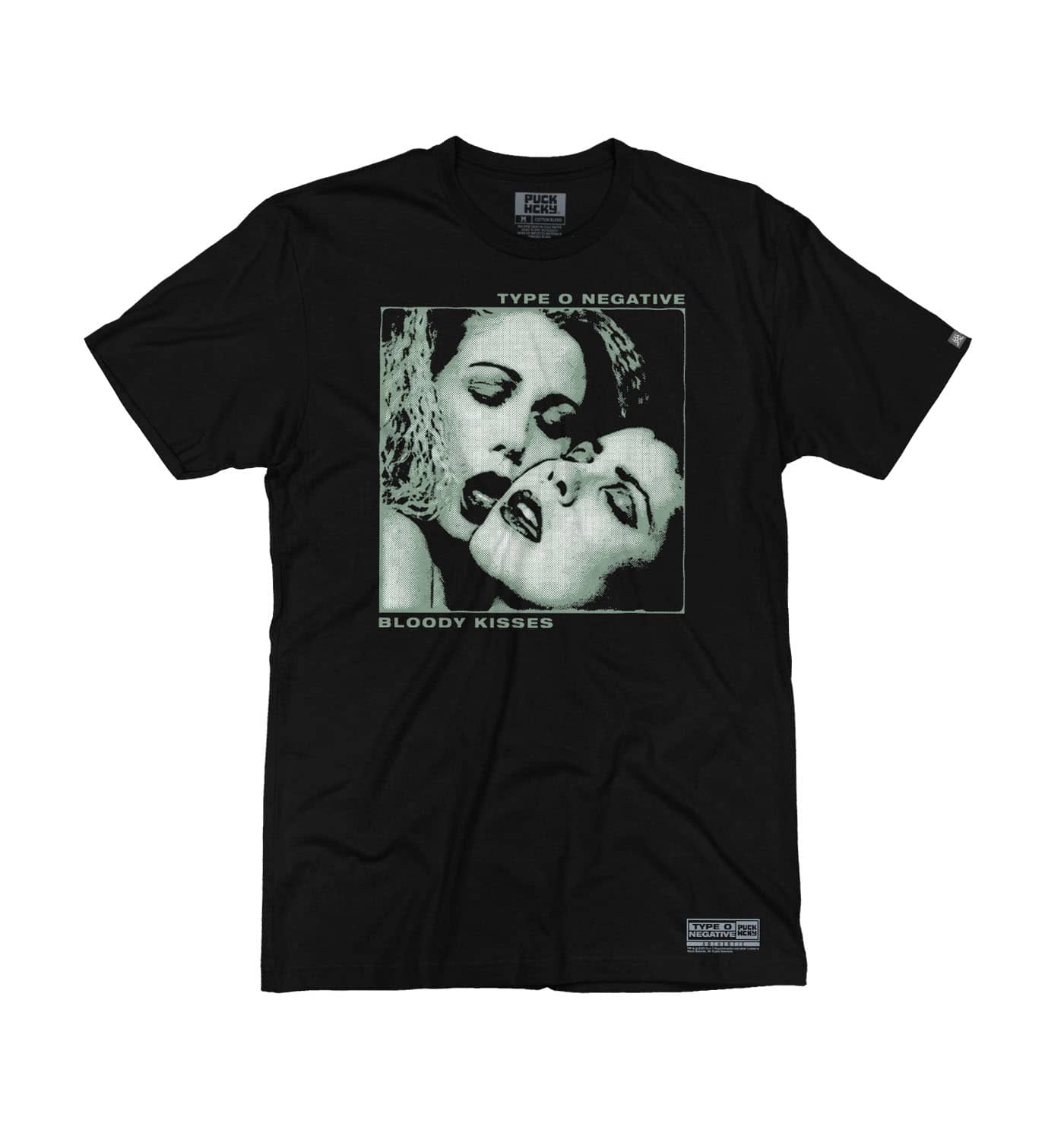 TYPE O NEGATIVE 'BLOODY KISSES' short sleeve hockey t-shirt in black front view