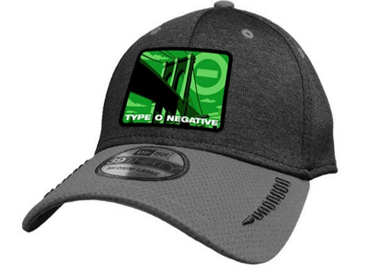 TYPE O NEGATIVE 'BRIDGE' stretch fit hockey cap in grey front view