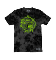 TYPE O NEGATIVE 'LIFE IS KILLING ME' short sleeve hockey t-shirt in black tie-dye front view