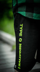TYPE O NEGATIVE 'THORN' fleece hockey shorts in black side view on model