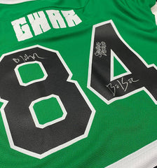 GWAR 'THE BONESNAPPER' deluxe limited edition autographed hockey jersey in kelly green, white, and black back view