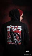 GODZILLA ‘AWAKENED’ full zip hockey hoodie in black back view on model