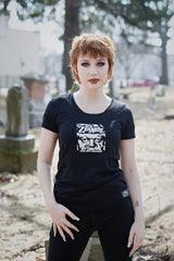 ROB ZOMBIE 'SKATERBEAST' women's short sleeve hockey t-shirt front view on model