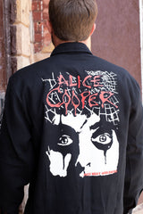 ALICE COOPER ‘THE SPIDERS’ hockey flannel in black back view on model