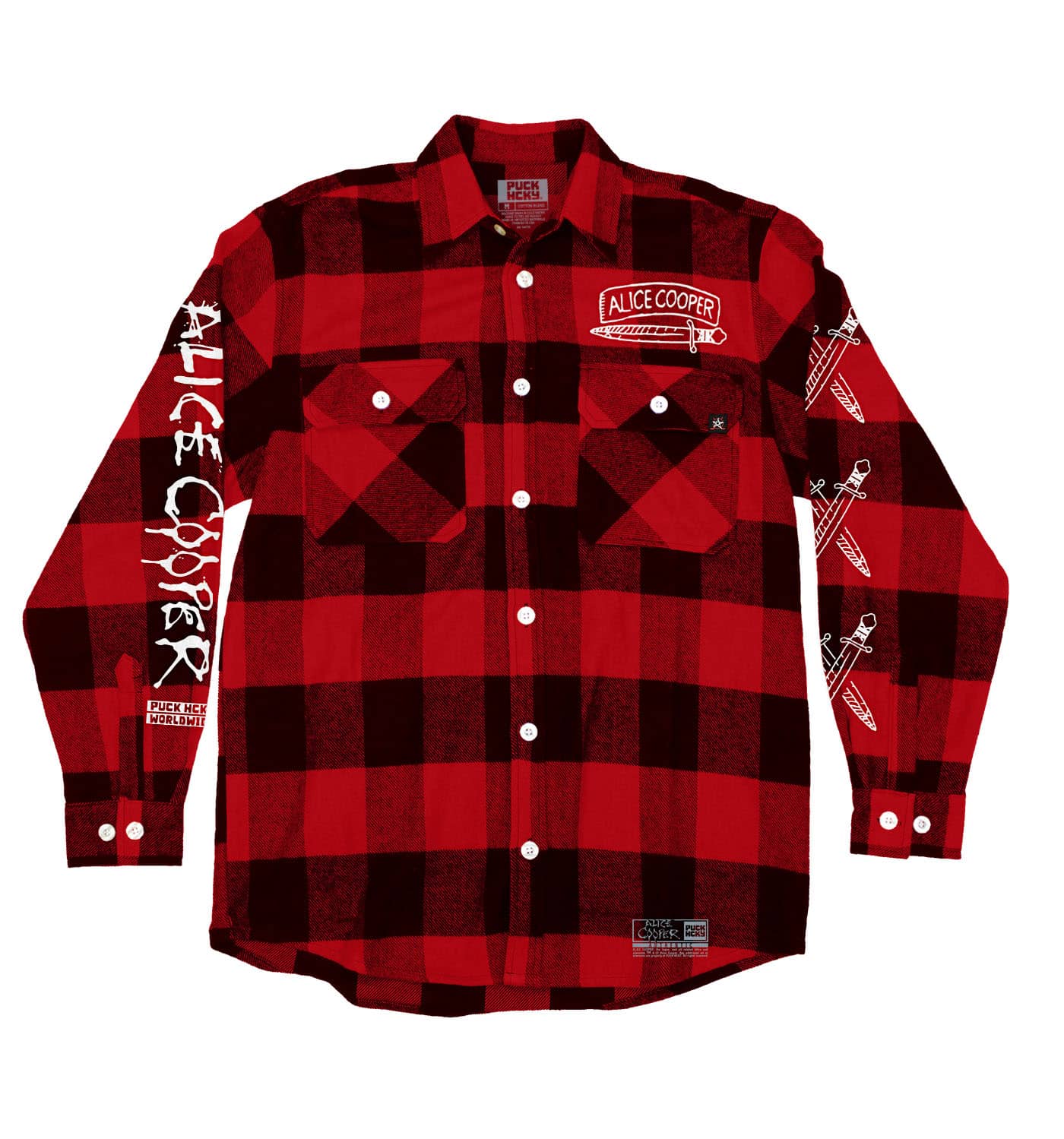 ALICE COOPER ‘SCHOOLS OUT’ hockey flannel in red plaid front view