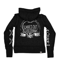 ALICE COOPER ‘SCHOOLS OUT’ women's full zip hockey hoodie in acid black back view