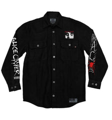 ALICE COOPER ‘THE SPIDERS’ hockey flannel in black front view