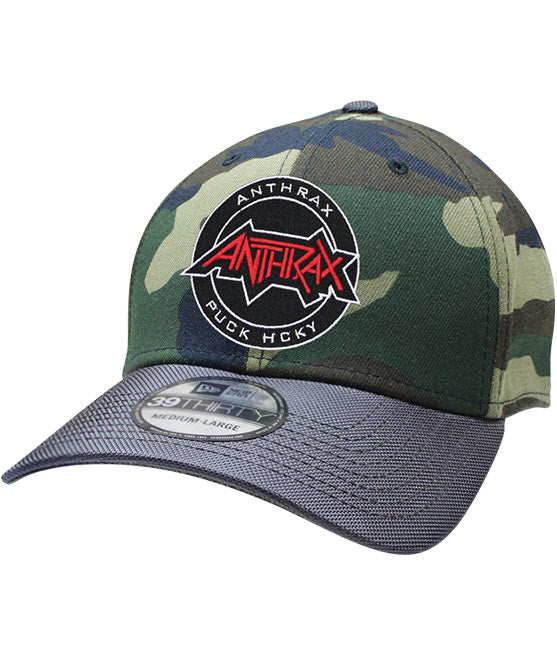 ANTHRAX 'OFFICIAL PUCK' stretch fit hockey cap in camo with charcoal brim