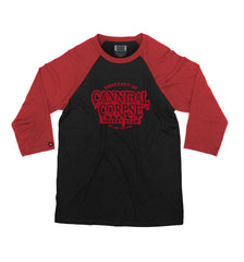 CANNIBAL CORPSE 'PROPERTY OF' hockey raglan in black with red sleeves