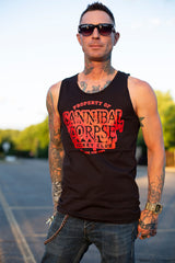 CANNIBAL CORPSE 'PROPERTY OF' hockey tank top in black front view on male model