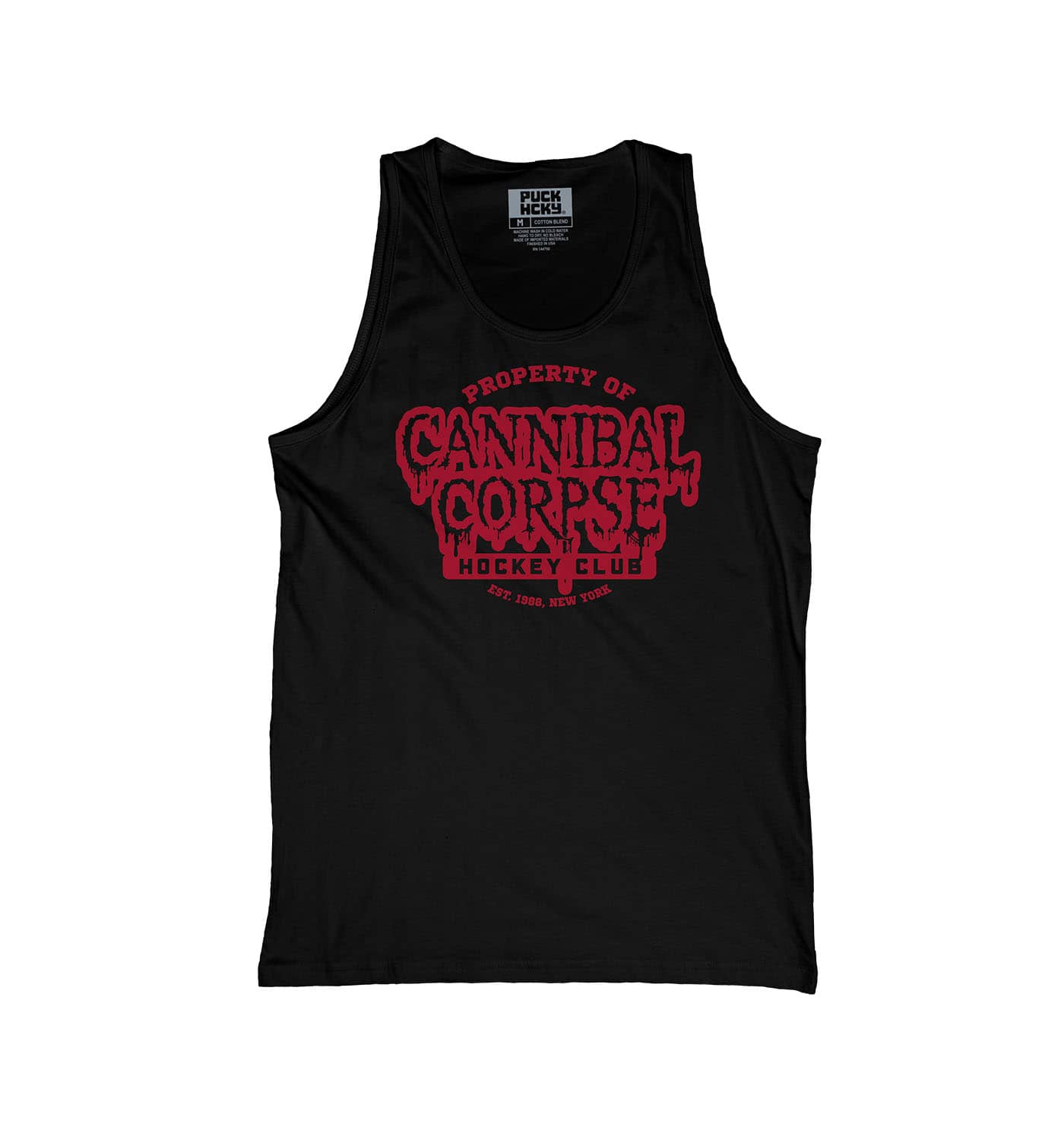 CANNIBAL CORPSE 'PROPERTY OF' hockey tank top in black front view