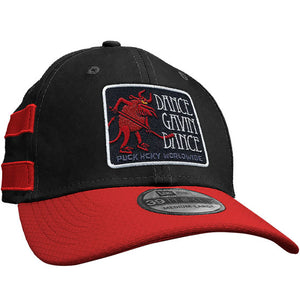 DANCE GAVIN DANCE 'AFTERBURNER' stretch fit hockey cap in black with red brim and stripes