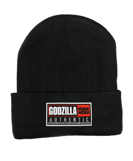 GODZILLA 'TOASTY TOQUE' jersey-lined, cuffed knit hockey hat in black