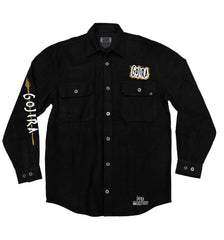 GOJIRA 'FORTITUDE' hockey flannel in black front view