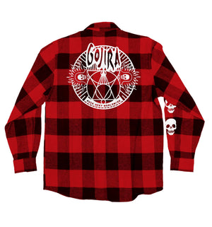 GOJIRA 'THE SHOOTING STAR' hockey flannel in red plaid back view