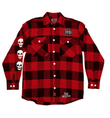 GOJIRA 'THE SHOOTING STAR' hockey flannel in red plaid front view