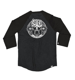 GOJIRA 'THE SHOOTING STAR' hockey raglan in black heather with black sleeves back view
