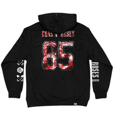 GUNS N' ROSES 'THE KINGS' laced pullover hockey hoodie in black with laces in grey and white back view