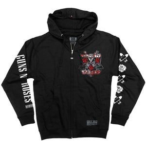 GUNS N' ROSES 'THE KINGS' full zip hockey hoodie in black front view