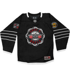 GUNS N' ROSES 'WORLDWIDE' DELUXE hockey jersey in black and white front view