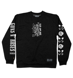 GUNS N' ROSES 'WORLDWIDE' crewneck hockey sweatshirt in black front view