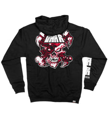 GWAR ‘CROSSBONES CROSSCHECK’ full zip hockey hoodie in black back view