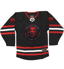 HALESTORM 'BACK FROM THE DEAD' deluxe hockey jersey in black, red, and white front view
