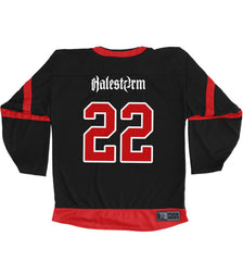 HALESTORM ‘BACK FROM THE DEAD’ hockey jersey in black and red back view
