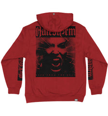 HALESTORM 'BACK FROM THE DEAD' laced pullover hockey hoodie in red with red and black laces back view