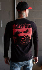 HALESTORM 'BACK FROM THE DEAD' long sleeve hockey t-shirt in black back view on model