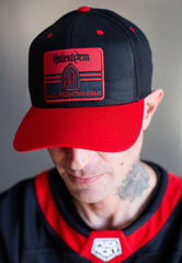 HALESTORM 'BACK FROM THE DEAD' snapback hockey cap in black with red brim on model