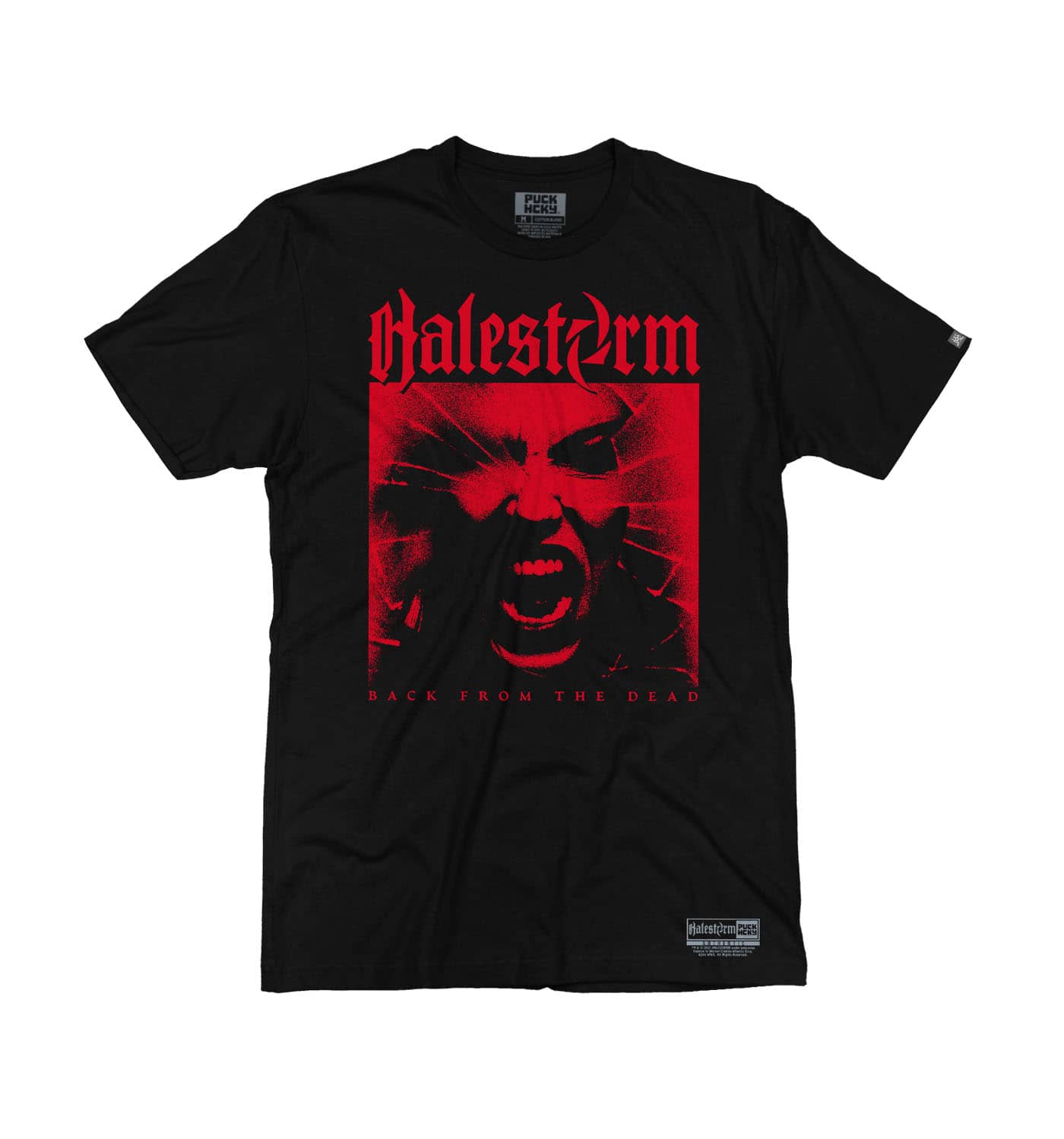 HALESTORM 'BACK FROM THE DEAD' short sleeve hockey t-shirt in black front view