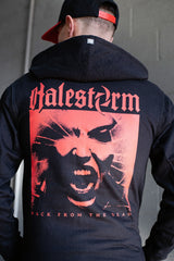 HALESTORM 'BACK FROM THE DEAD' full zip hockey hoodie in black back view on model