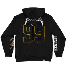 KILLSWITCH ENGAGE ‘SAVE ME’ laced pullover hockey hoodie in black with yellow and white laces back view