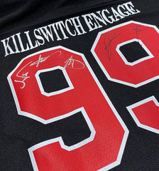 KILLSWITCH ENGAGE 'UNLEASHED' limited edition autographed deluxe hockey jersey in black, white, and red back view