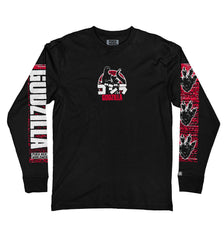 GODZILLA ‘AWAKENED’ long sleeve hockey t-shirt in black front view