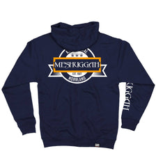 MESHUGGAH 'KNÖVELMETAL' full zip hockey hoodie in navy back view