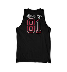 MINISTRY 'UNCLE AL WINDY CITY' hockey tank top in black back view