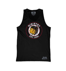MINISTRY 'UNCLE AL WINDY CITY' hockey tank top in black front view