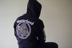 MOTÖRHEAD 'ACE OF SPADES' full zip hockey hoodie in black back view on model