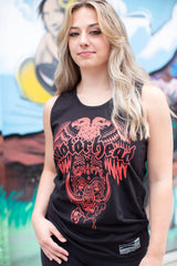 MOTÖRHEAD 'EAGLE' hockey tank top in black front view on female model