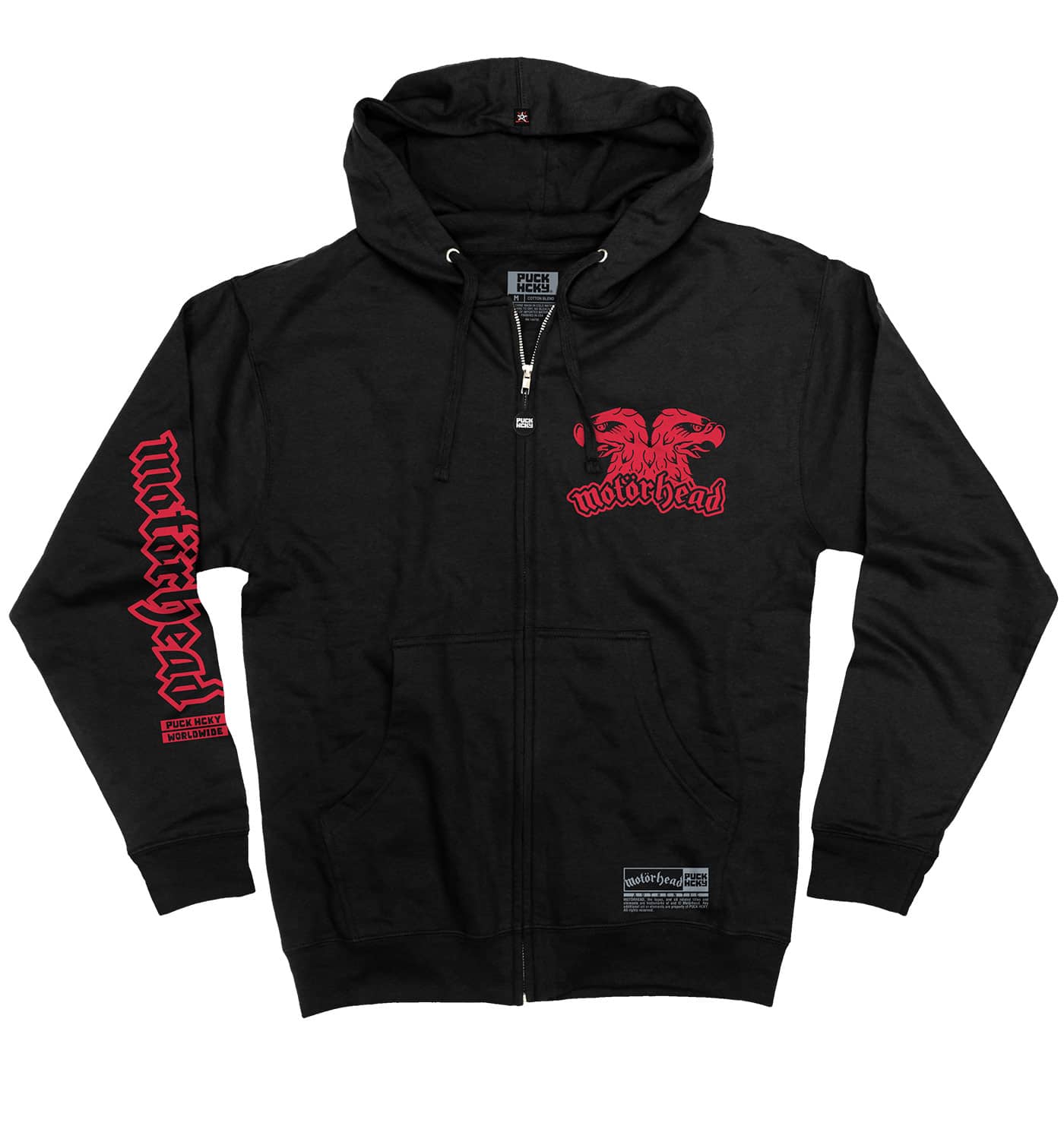 MOTÖRHEAD 'EAGLE' full zip hockey hoodie in black front view