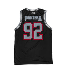 PANTERA 'A VULGAR DISPLAY' sleeveless summer league jersey in black, grey, and white back view