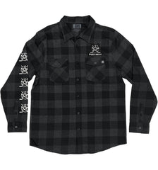 PUCK HCKY 'BIG STAR’ hockey flannel in charcoal heather and black front view