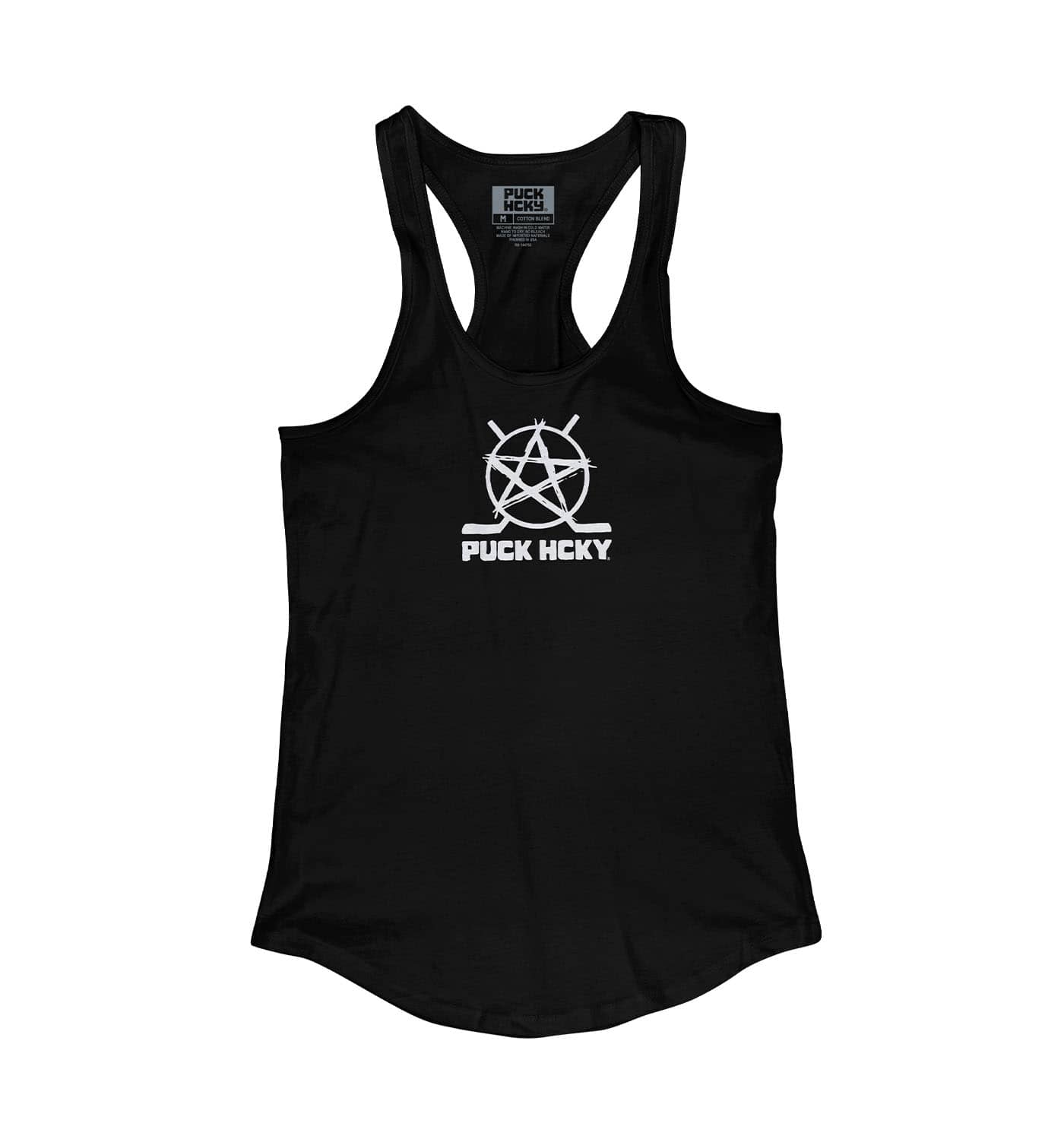 PUCK HCKY 'BIG STAR' women's hockey tank top in black front view